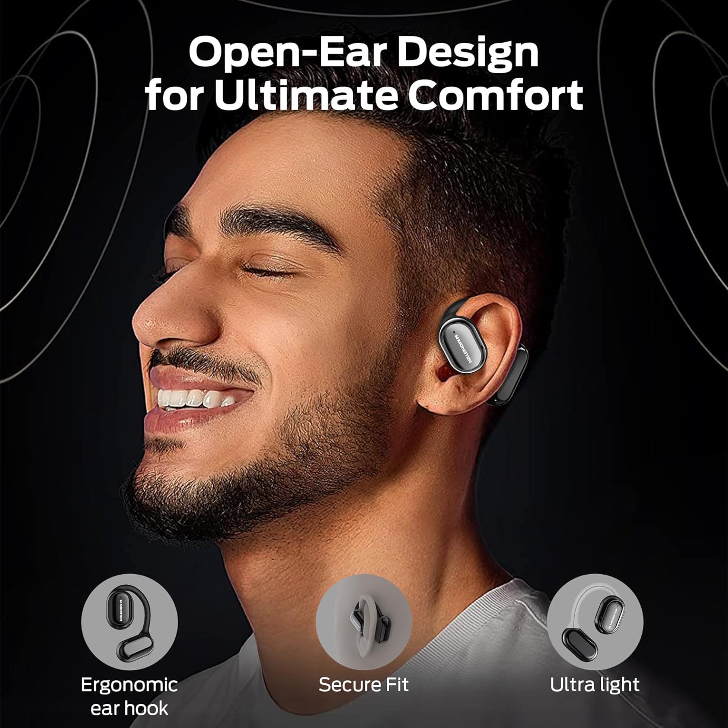 Monster Open Free AC100 Open Ear Headphones, Bluetooth 5.3 Wireless Headphones with Earhooks, Immersive Stereo Sound by Dual Large Driver, Clear Talk, 30H Playtime,Waterproof Sport Earbuds for Running Monster Open Free AC100 Open Ear Headphones, Bluetooth 5.3 Wireless Headphones with Earhooks, Immersive Stereo Sound by Dual Large Driver, Clear Talk, 30H Playtime,Waterproof Sport Earbuds for Running